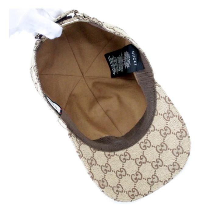 GUCCI ベースボールキャップGG柄レザーロゴワッペンsizeL