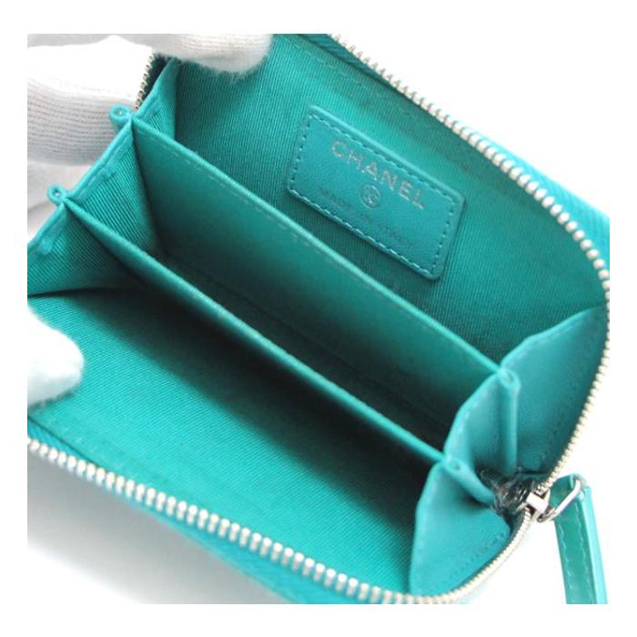 シャネル CHANEL コインケース マトラッセ ラウンドジップ グリーン