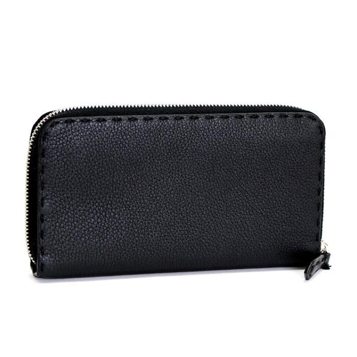 FENDI（フェンディ） ラウンドファスナー長財布 セレリア レザー 黒