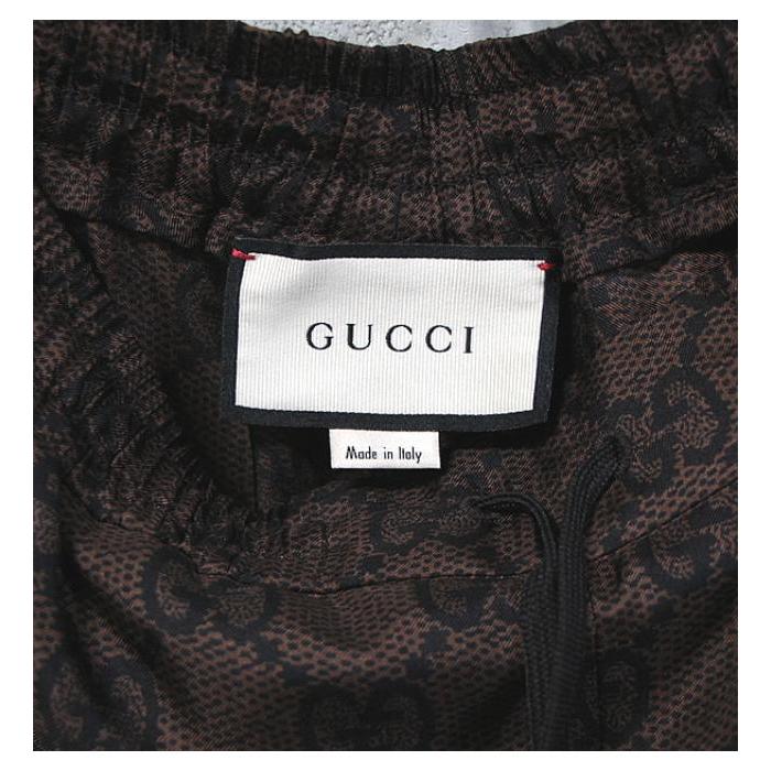 GUCCI 美品 グッチ GGスプリーム ナイロンパンツ シルク 薄手 ブラウン 