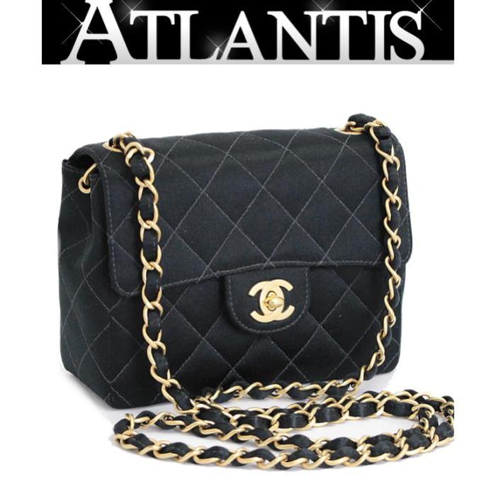 CHANEL シャネル ミニチェーンショルダー マトラッセ サテン 黒 ショルダーバッグ マトラッセ シャネル CHANEL ミニマトラッセ チェーンショルダーバッグ