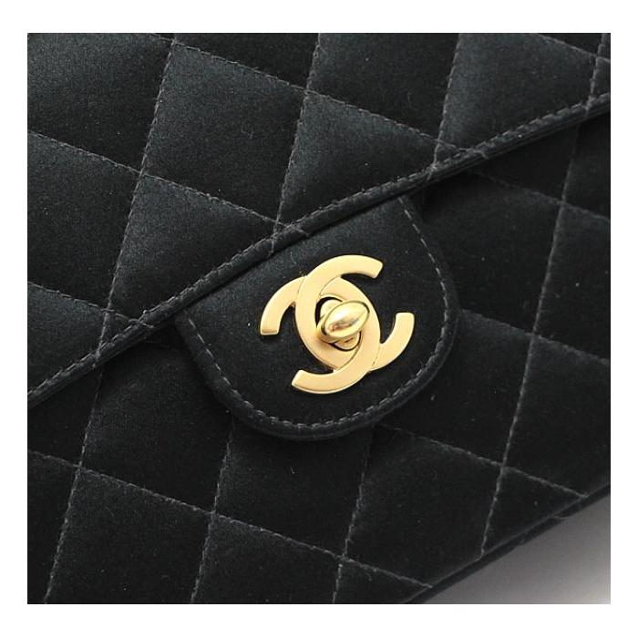 CHANEL シャネル ミニチェーンショルダー マトラッセ サテン 黒 ショルダーバッグ マトラッセ シャネル CHANEL ミニマトラッセ チェーンショルダーバッグ