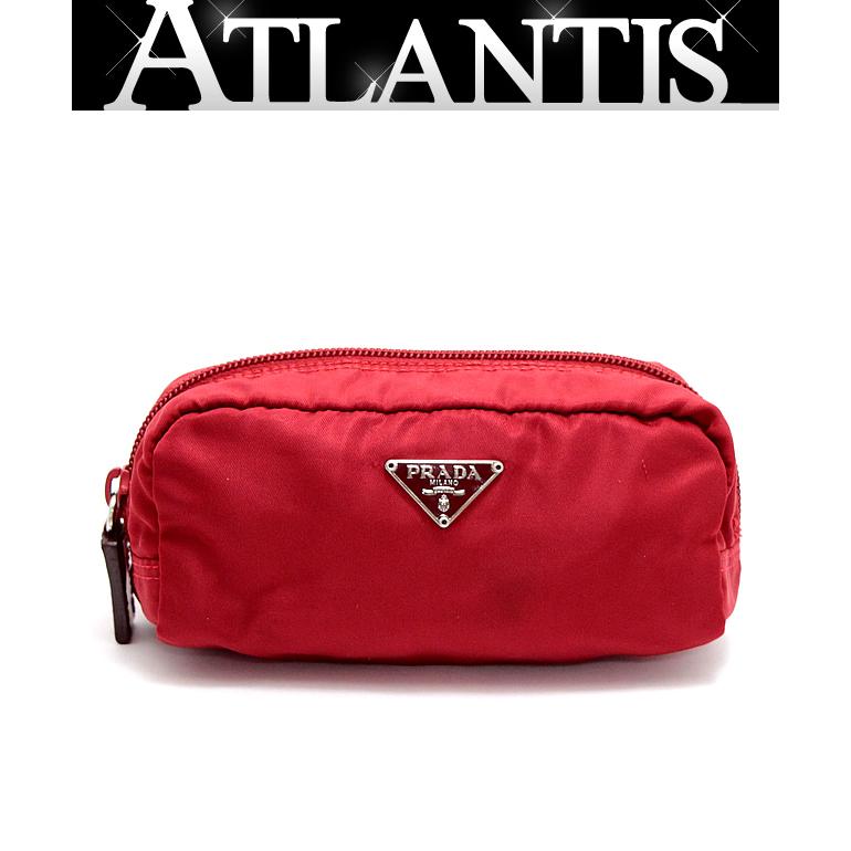PRADA ポーチ red 三角ロゴ プラダ PRADA ポーチ 三角ロゴ ナイロン 赤 : atlantis - 通販