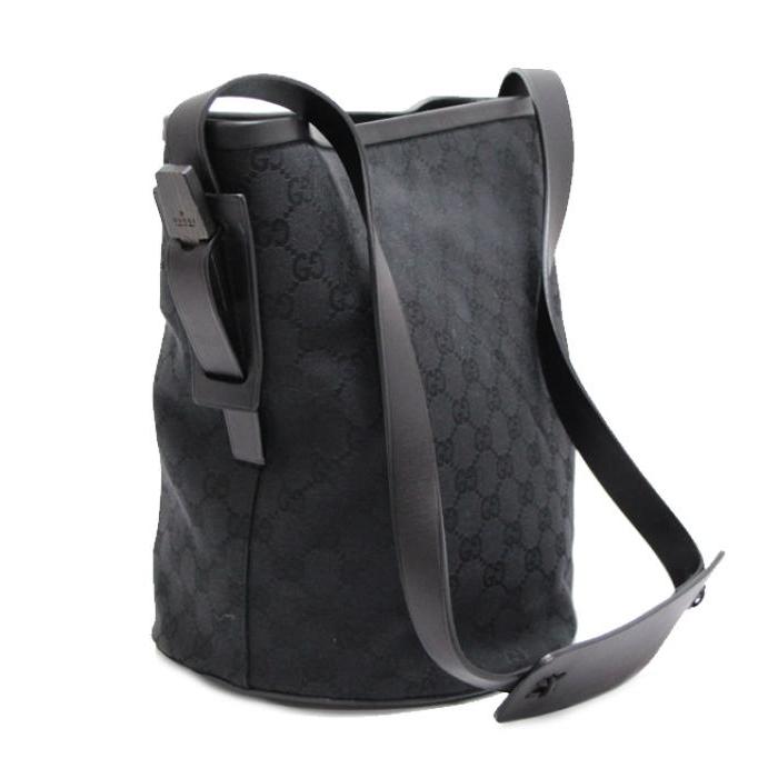GUCCI グッチ GG柄 ショルダーバッグ バケツ バケット レザー ブラック GUCCI グッチ GG柄 バケツ型 セミショルダーバッグ キャンバス