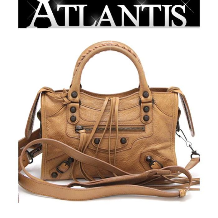 バレンシアガ　クラシック ミニシティ/シープスキン/グレージュ/2WAY BALENCIAGA（バレンシアガ） 新品同様 シティミニ 2wayトートバッグ