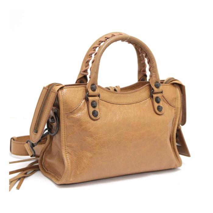 バレンシアガ　クラシック ミニシティ/シープスキン/グレージュ/2WAY BALENCIAGA（バレンシアガ） 新品同様 シティミニ 2wayトートバッグ