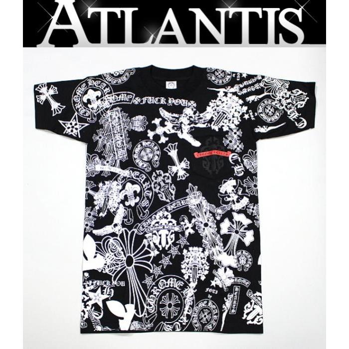 Chrome Hearts 銀座 クロムハーツ メンズ ポケット Tシャツ S サイズ アソートリミテッド 総柄 黒 Cianilugano Ch