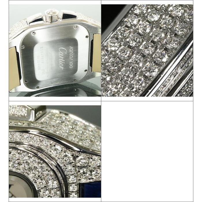 Cartier 銀座店 カルティエ サントス100XL クロノグラフ アフターダイヤ メンズ 腕時計｜atlantis｜06