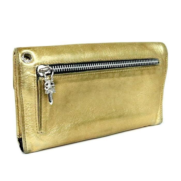 数量は多】CHROME HEARTS 銀座店 ウェーブウォレット SALE ゴールド