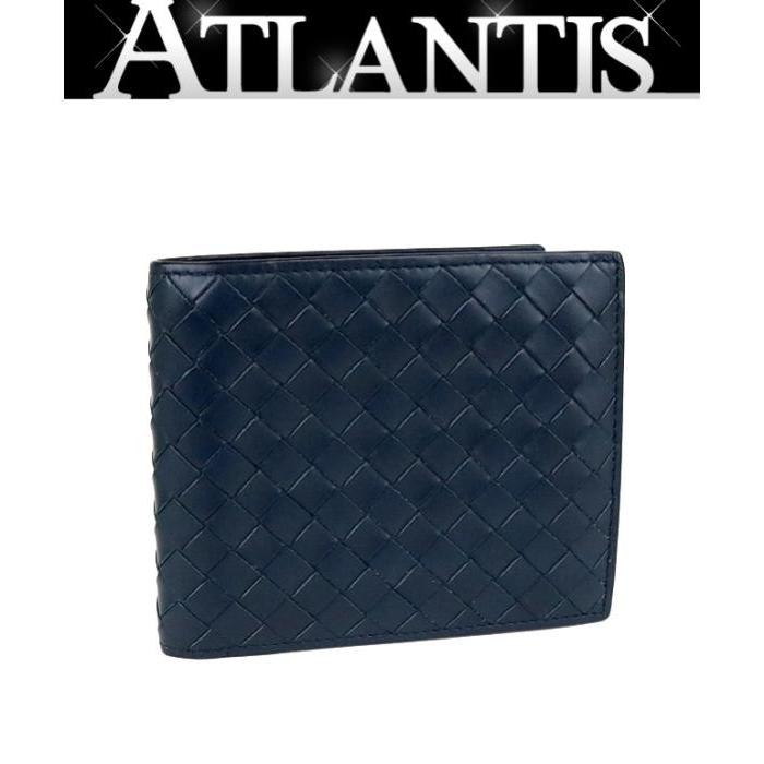 Bottega Veneta 銀座店 Sale ボッテガ ヴェネタ Bottega Veneta 二つ折り札入れ 財布 イントレチャート ネイビー Atlantis 通販 Yahoo ショッピング