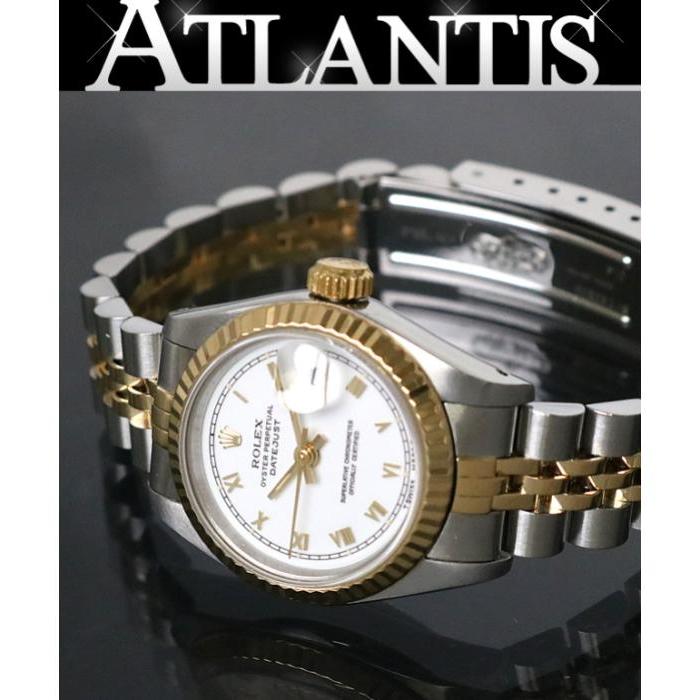 ROLEX 銀座店 ロレックス 69173 デイトジャスト N番 白 ローマ コンビ レディース 腕時計 ウォッチ SS×YG｜atlantis