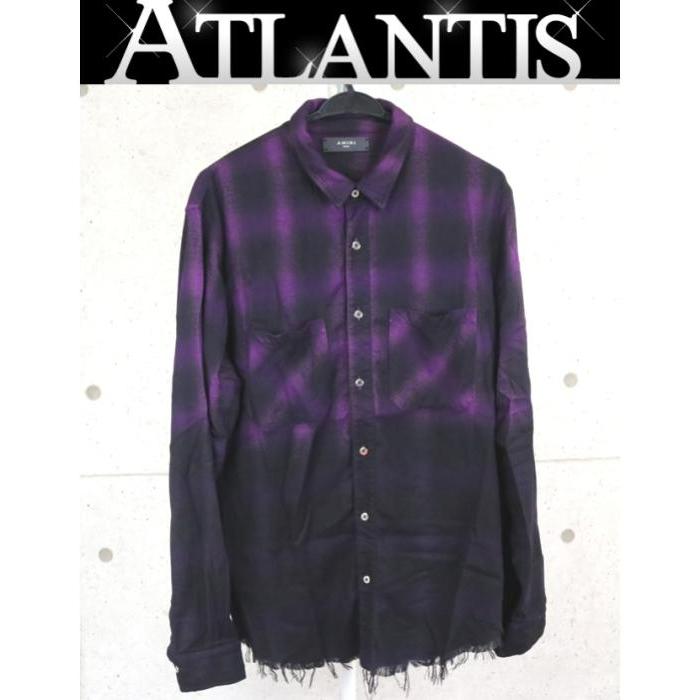 AMIRI チェック柄ネルシャツ Sサイズ　切りっぱなし　グランジ　アミリ AMIRI 銀座店 SALE アミリ チェック柄 切りっ放し フランネル