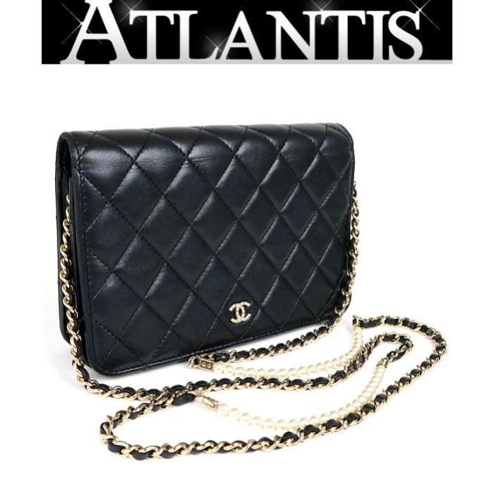Chanel 銀座店 Sale シャネル マトラッセ パール付き チェーンウォレット 財布 ラムスキン 黒 ブラック ゴールド金具 01 Atlantis 通販 Yahoo ショッピング