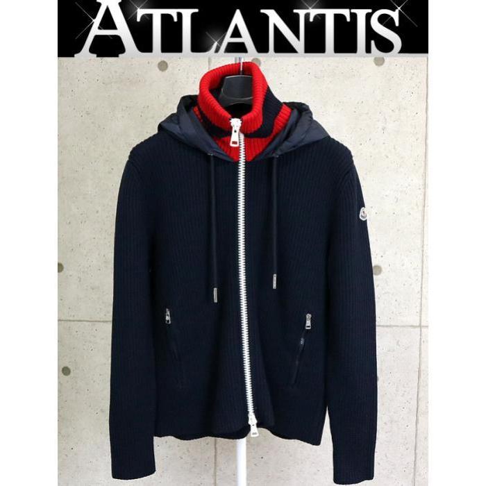 極美品☆モンクレール☆トリコットカーディガン　ネイビー/L MONCLER モンクレール ガールズ ダウンカーディガン ネイビー