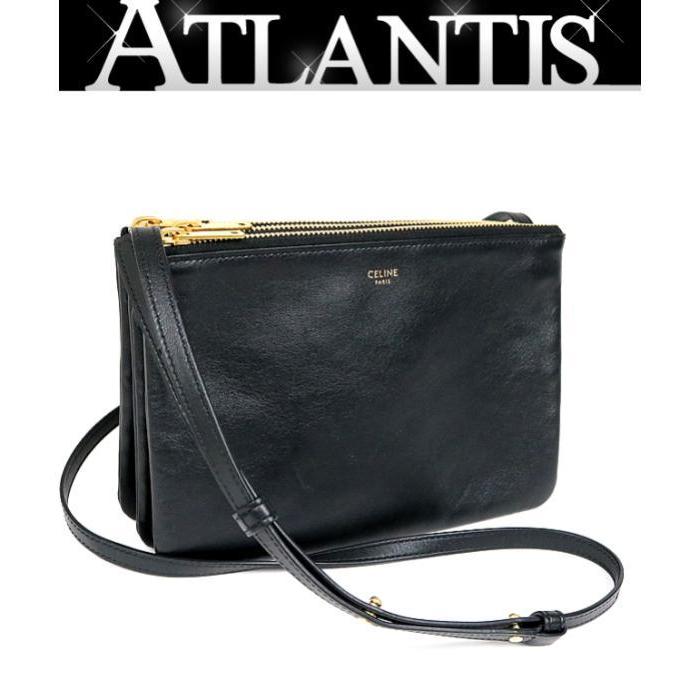 広尾店 セリーヌ CELINE トリオ スモール 斜め掛け ショルダーバッグ レザー 黒 ブラック :082688:atlantis - 通販