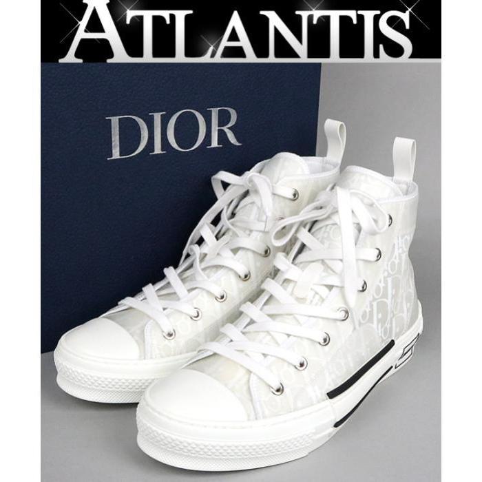 Dior 銀座店 クリスチャンディオール オブリーク キャンバス B23 ハイカット スニーカー 白 size:42 :082843