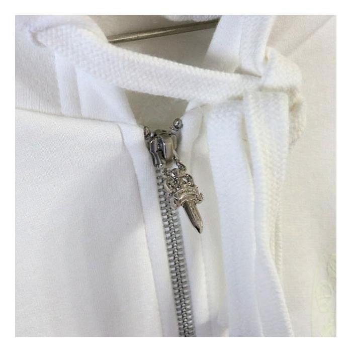 CHROME HEARTS 銀座店 新品 USオンライン限定 クロムハーツ Ｗhite Glow Zip Up Hoodie 蓄光 パーカー  スウェット ダガー ジップ ホワイト 白 size:XL