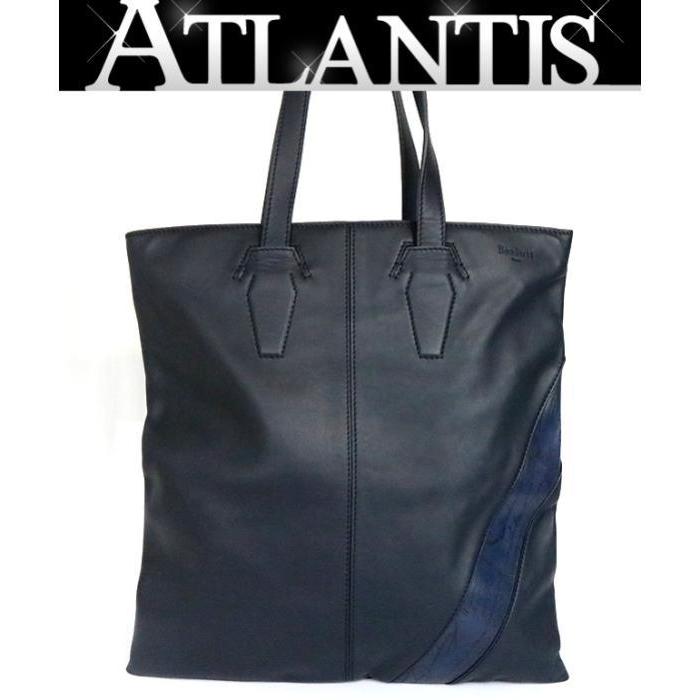 ベルルッティ  Berluti 黒 本革 トートバッグ ロゴ入り ベルルッティ Berluti 黒 本革 トートバッグ ロゴ入り