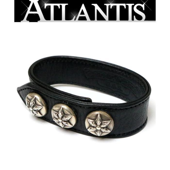 クロムハーツ 3ボタン2スナップ ブレスレット スターボタン レザー SV925 Chrome Hearts - クロムハーツ 3ボタン2スナップ ブレスレット スター