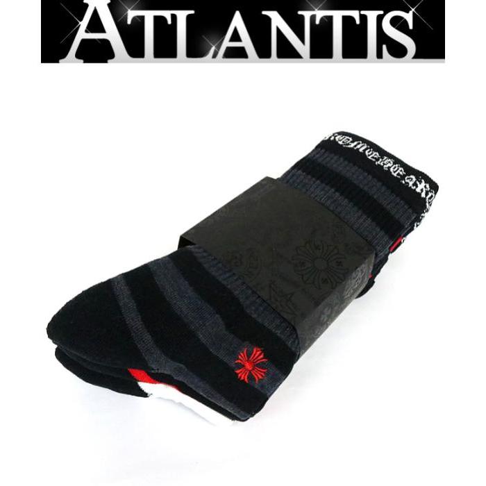 CHROME HEARTS 銀座店 新品 クロムハーツ ボーダー ソックス3足セット 