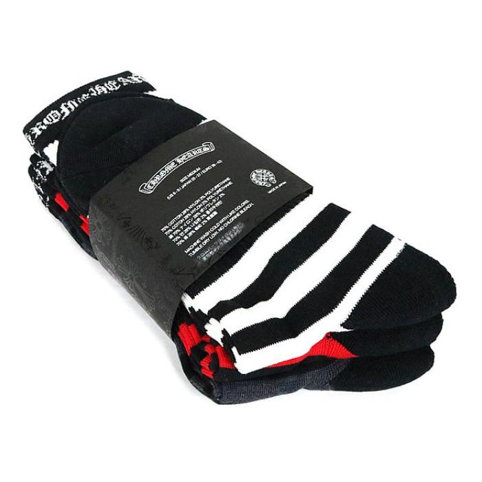 CHROME HEARTS 銀座店 新品 クロムハーツ ボーダー ソックス3足セット 