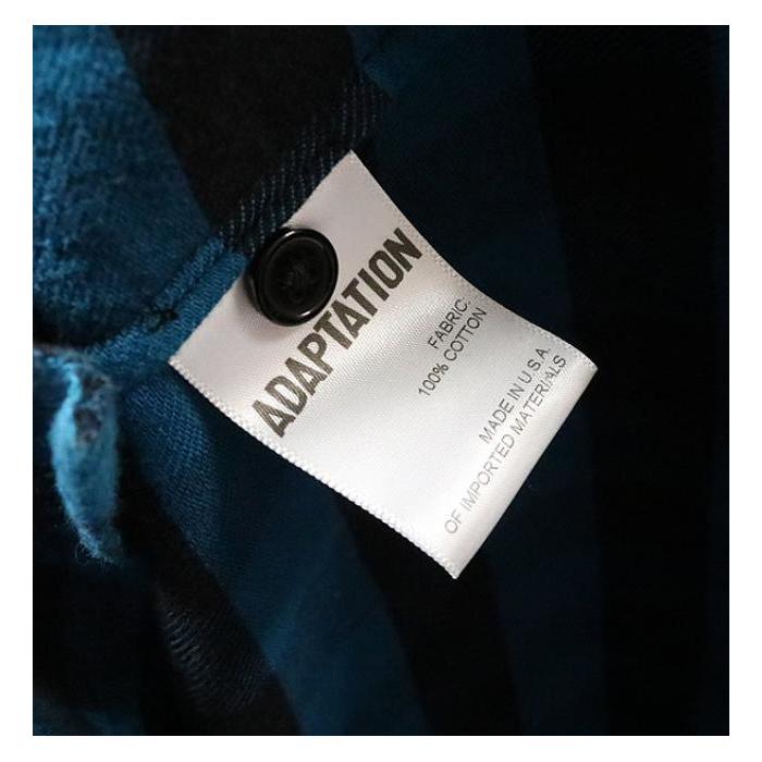 銀座店 ウォーレンロータス ADAPTATION スカル バックプリント チックシャツ ネルシャツ メンズ 青/黒 size:L
