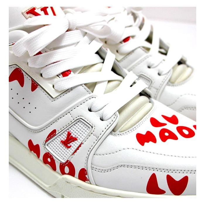 ルイヴィトン LVトレイナーライン NIGOコラボスニーカー メンズ レザー 白 LOUIS VUITTON（ルイ・ヴィトン） ×NIGO ニゴ LVトレイナー・ライン