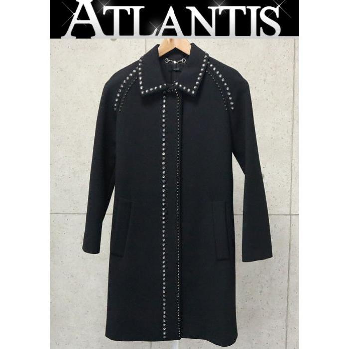 銀座店 SALE グッチ ビジュー スタッズ ロングコート レディース 黒 