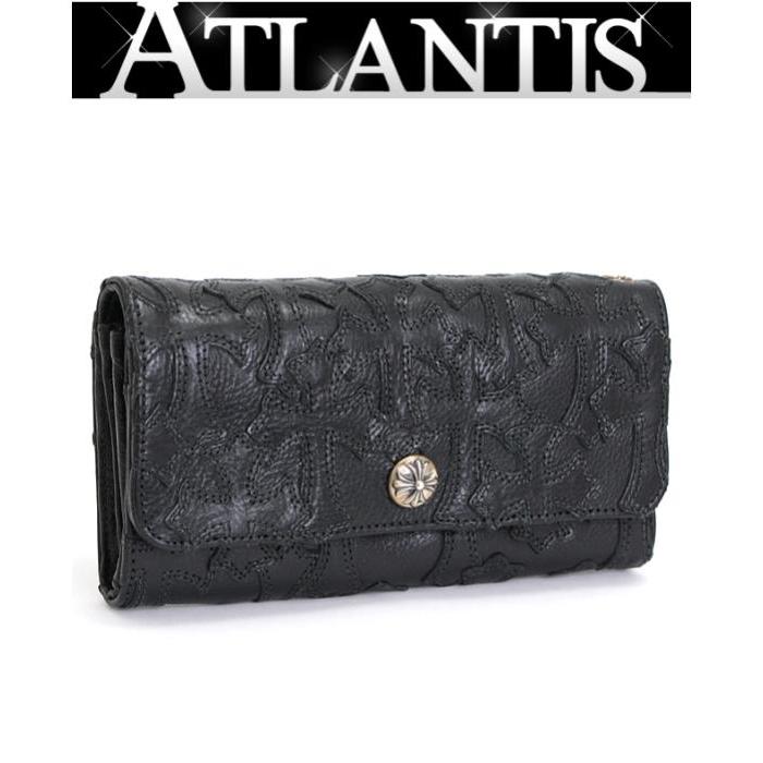 クロムハーツセメタリークロス刺繍 ベージュレザー長財布