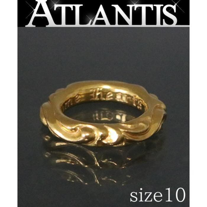 銀座店 クロムハーツ 22K スクロールバンド リング 指輪 ゴールド 約10 