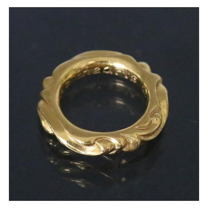 銀座店 クロムハーツ 22K スクロールバンド リング 指輪 ゴールド 約10  