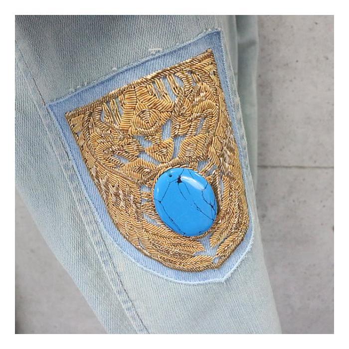 BALMAIN（バルマン） 銀座店 SALE ターコイズ ワッペン デニム ジップ