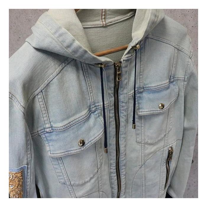 BALMAIN（バルマン） 銀座店 SALE ターコイズ ワッペン デニム ジップ