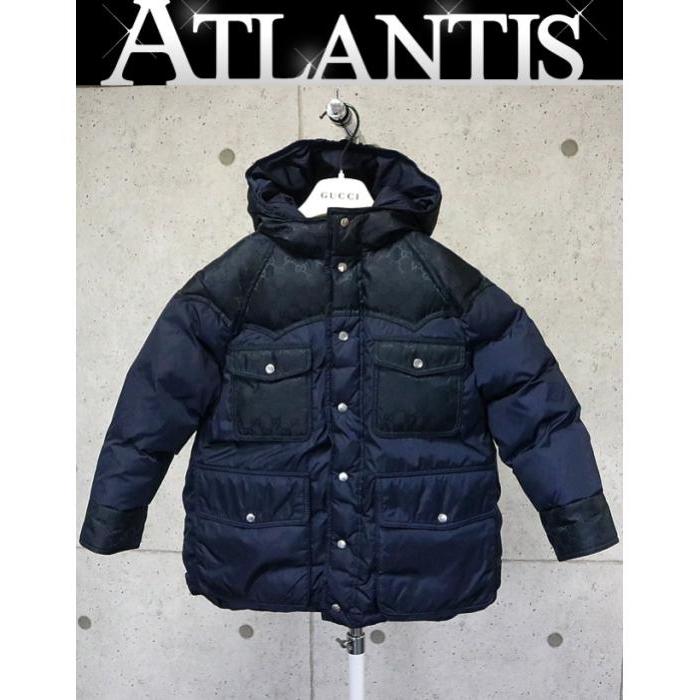 銀座店 グッチ キッズ GG柄 ダウンジャケット size:4 ネイビー  