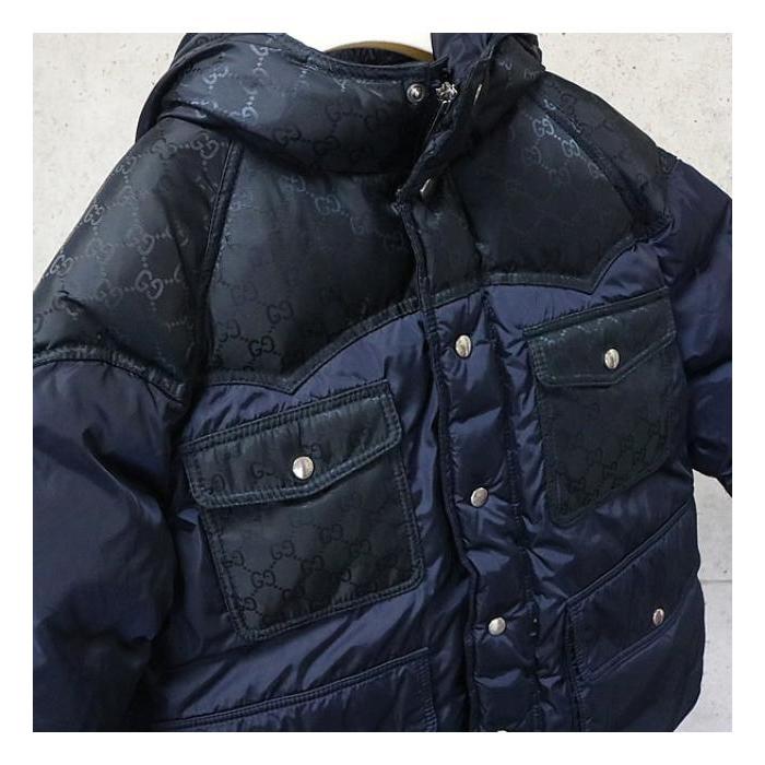 GUCCI 銀座店 グッチ キッズ GG柄 ダウンジャケット size:4 ネイビー 
