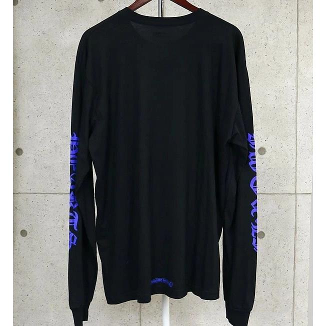 【在庫処分大セール！】CHROME HEARTS 新宿店 クロムハーツ 新品 袖×ネック ロゴプリント ロングスリーブ Ｔシャツ 長袖 メンズ size:L 黒 30214の画像