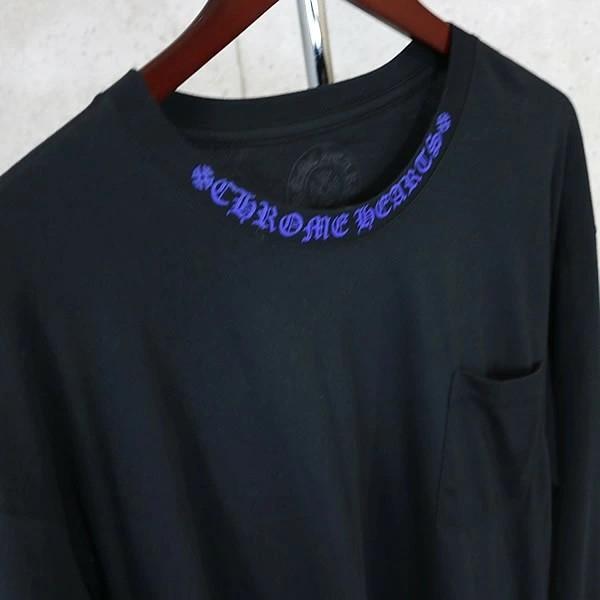 【在庫処分大セール！】CHROME HEARTS 新宿店 クロムハーツ 新品 袖×ネック ロゴプリント ロングスリーブ Ｔシャツ 長袖 メンズ size:L 黒 30214の画像