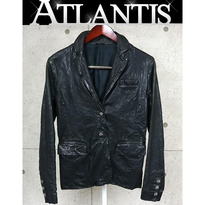 極美品　CHARMING HEARTS ブラックレザーテーラードジャケット S CHROME HEARTS 銀座店 クロムハーツ レディース 2B レザー テーラード