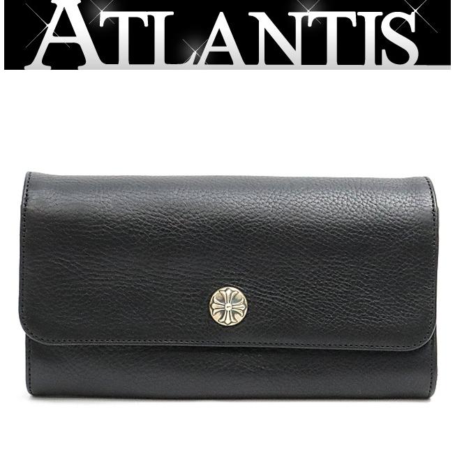 Chrome Hearts ブラックレザー 長財布 ジュディ クロムハーツジュディウォレットクロスボタンブラックヘビー