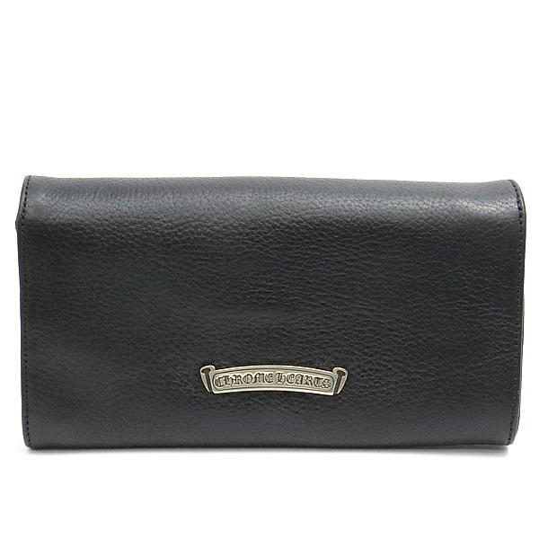 Chrome Hearts ブラックレザー 長財布 ジュディ クロムハーツジュディウォレットクロスボタンブラックヘビー