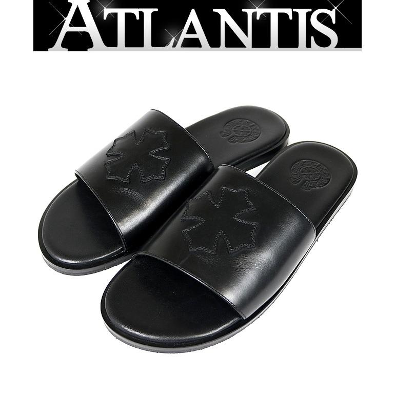 【新品】クロムハーツ CHプラスパッチ レザー スライドサンダル 39 ブラック CHROME HEARTS 銀座店 クロムハーツ 新品 SLIDE CHプラス パッチ