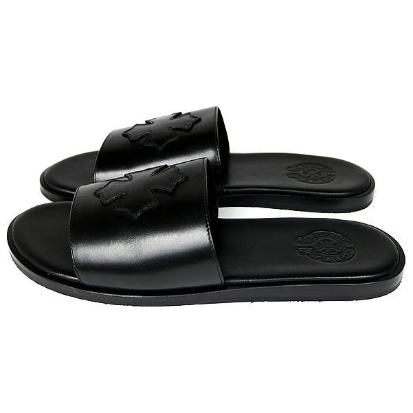 【新品】クロムハーツ CHプラスパッチ レザー スライドサンダル 39 ブラック Chrome Hearts - クロムハーツ CH SLIDE LEATHER CHプラスパッチ