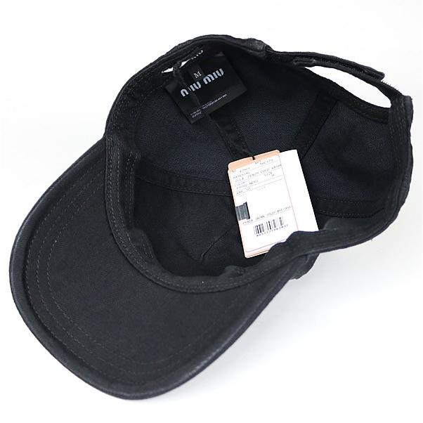 MiuMiu ミュウミュウ デニムベースボールキャップ 黒 完売間近！【miumiu】ミュウミュウ デニム ベースボールキャップ