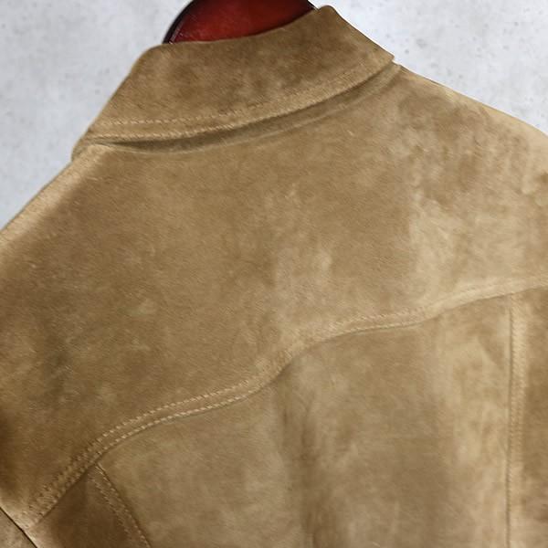【在庫処分大セール！】 CELINE 新宿店 セリーヌ 美品 25FW トラッカージャケット スプリット カーフスキン スエード メンズ size:46 茶系 31512 在庫処分大セール！】 CELINE 新宿店 セリーヌ 美品 25FW トラッカー