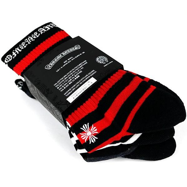 CHROME HEARTS 銀座店 クロムハーツ 新品 ボーダー 3色 ソックスセット ユニセックス size:S 赤/白/黒 100795 CHROME HEARTS 銀座店 クロムハーツ 新品 ボーダー 3色 ソックスセット