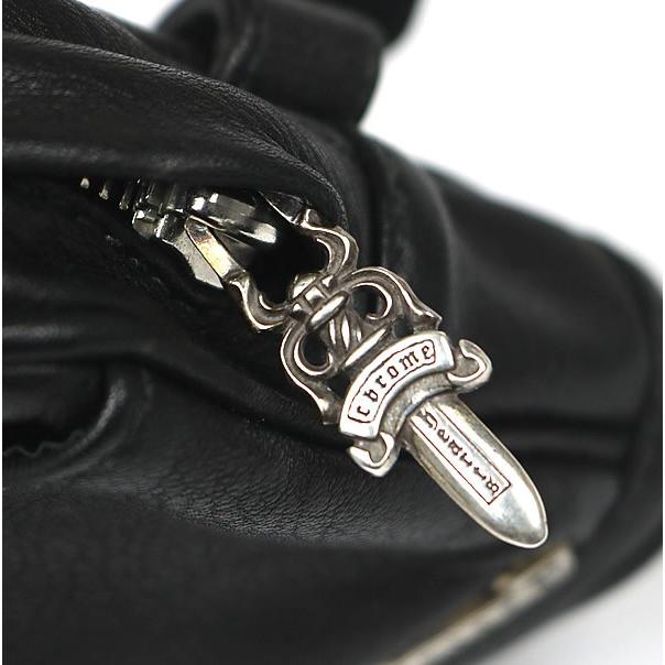 クロムハーツ黒レザー シルバー装飾 CHROME HEARTS 銀座店 クロムハーツ WRISTHER BACK PACK ミニポーチ