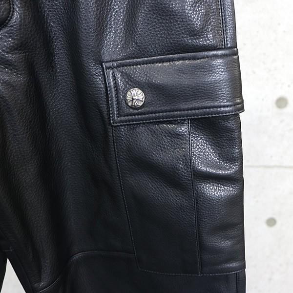 【在庫処分大セール！】 CHROME HEARTS 新宿店 クロムハーツ 新品 DEVIL DOG レザーカーゴパンツ メンズ SV925 30インチ 黒 30496 在庫処分大セール！】 CHROME HEARTS 新宿店 クロムハーツ 新品 DEVIL