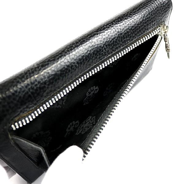 CHROME HEARTSクロムハーツ　 ウェーブウォレット　黒　確実正規品 CHROME HEARTS 銀座店 クロムハーツ ウェーブ ウォレット クロスボタン