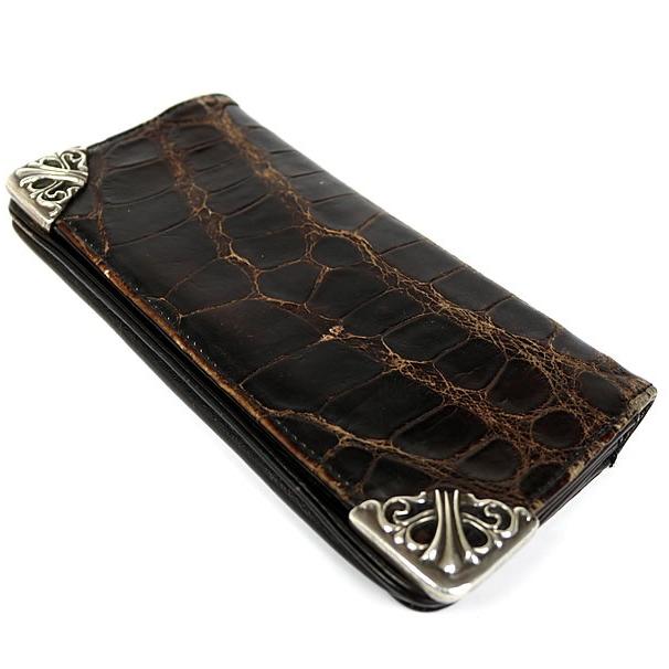 一茶クロムハーツシングルフォールド(極美品) CHROME HEARTS 銀座店 クロムハーツ シングルフォールド アリゲーター