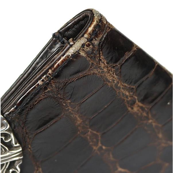 一茶クロムハーツシングルフォールド(極美品) CHROME HEARTS 銀座店 クロムハーツ シングルフォールド アリゲーター